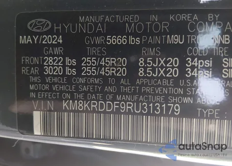 2024 Hyundai Ioniq 5 Limited z USA, uszkodzony, nr VIN KM8KRDDF9RU313179